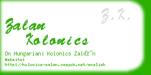 zalan kolonics business card